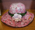 Vintage Murano Art Glass Pink Mottled Hand Blown Flower Hat Vase Bowl
